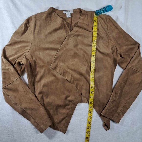 Katherine Barclay Montreal Open Cardigan Women Medium Camel‎ Microsuede - Picture 6 of 9
